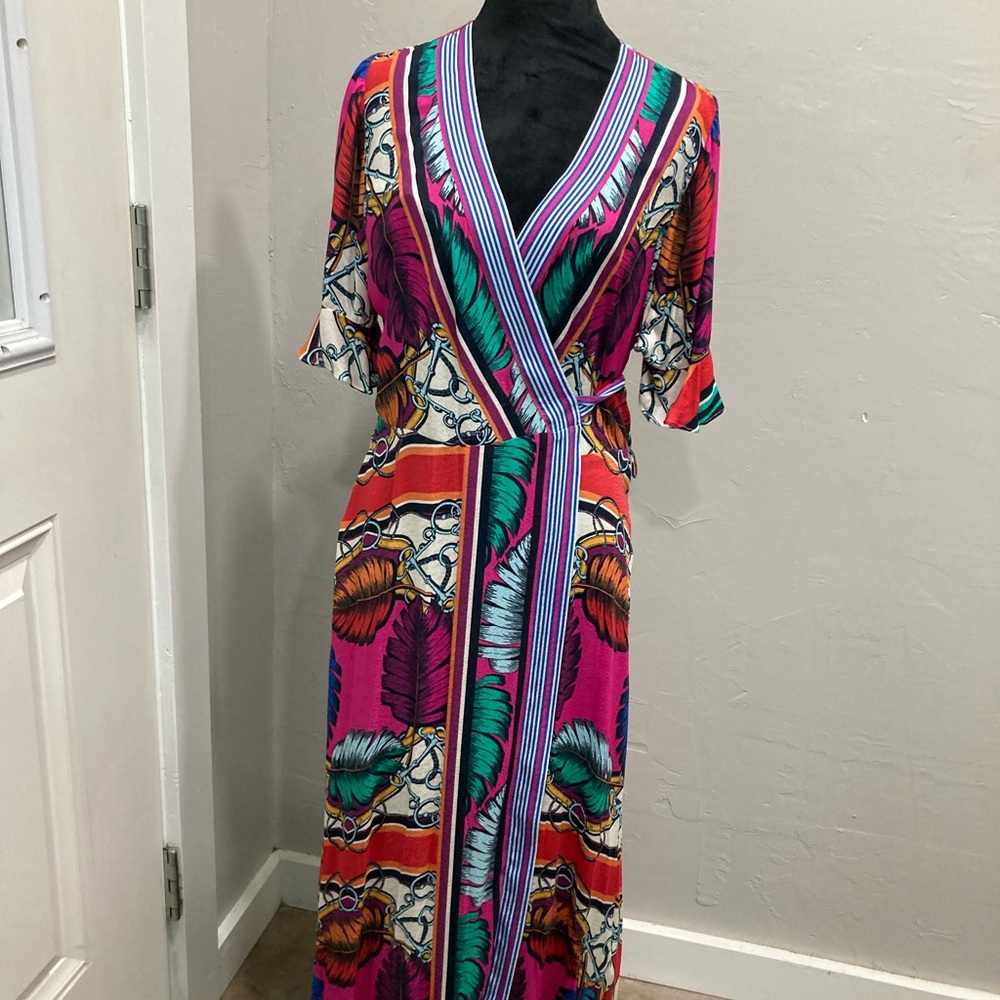 Hale Bob Pink and Blue Maxi Dress